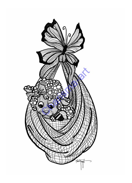 Coloring Page Little Blessing Adult Zen Version 5x7 Digital Download