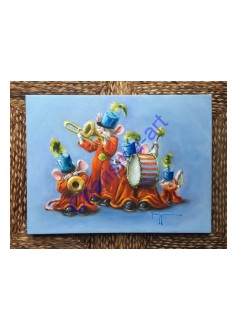 Feel The Groove Mouse Musicians Oil Painting
