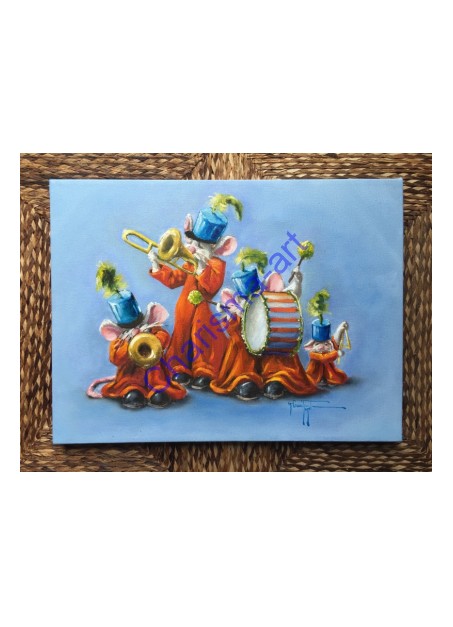 Feel The Groove Mouse Musicians Oil Painting