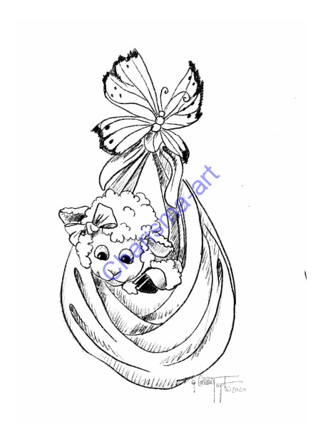 Coloring Page Little Blessing Kids Version 5x7 Digital Download